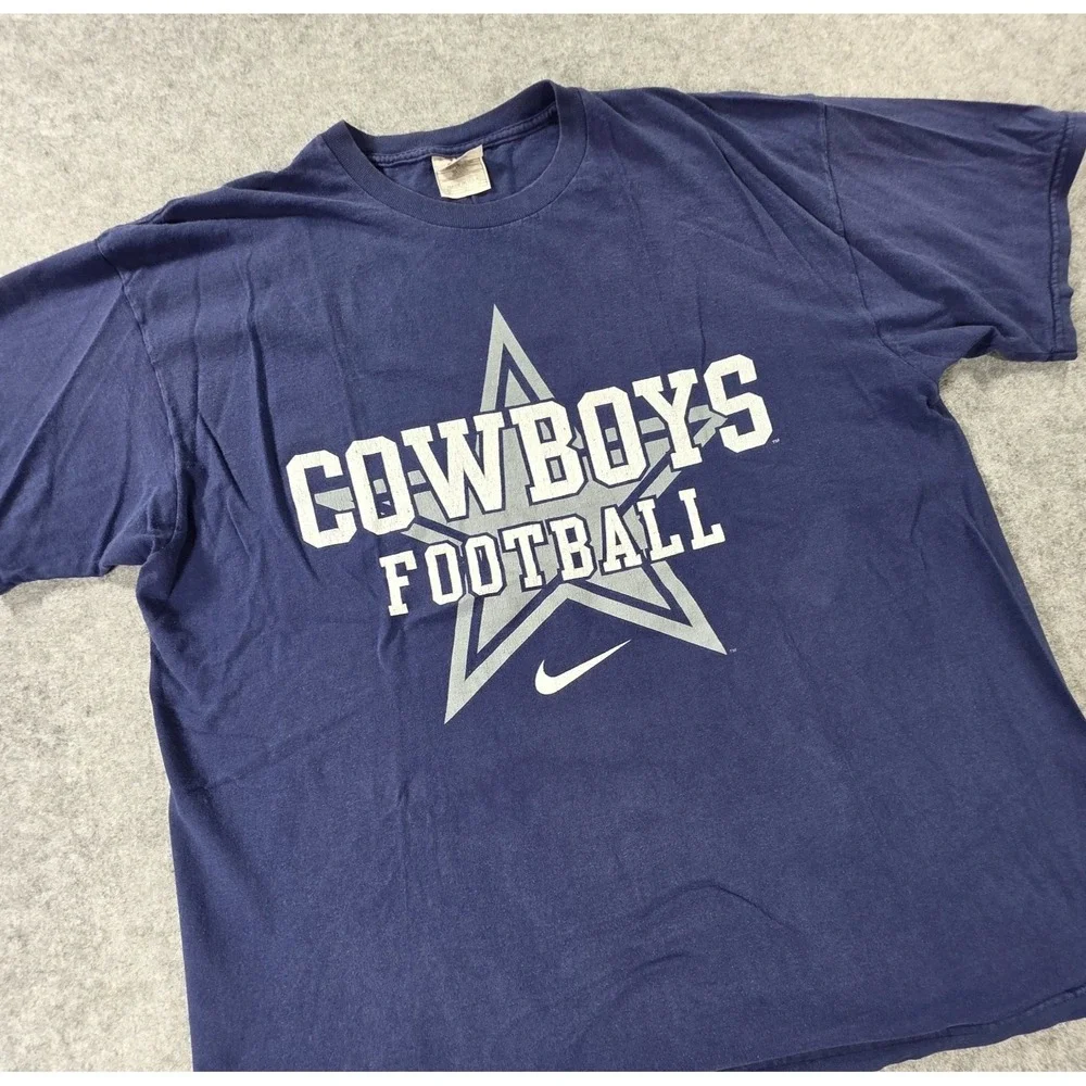 Vintage Nike Dallas Cowboys T Shirt Men Med XL Blue Faded NFL Football Pro Line